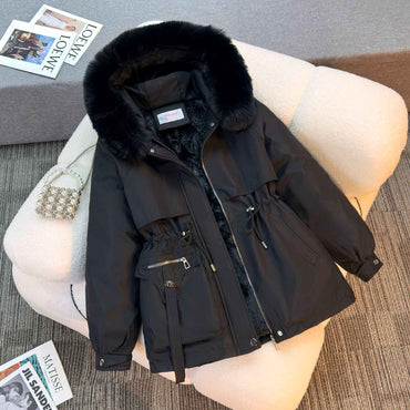 New in Women's Autumn Winter Fashionable Loose Hooded Jacket Solid Color Casual Thick Warm Zipper Parka Coat Clothes Tops