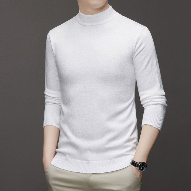 Half Turtleneck Knitwear Sweater New Autumn/Winter Mock Neck Sweatshirts Solid Color Pullovers Man Brand Casual Mens Clothing