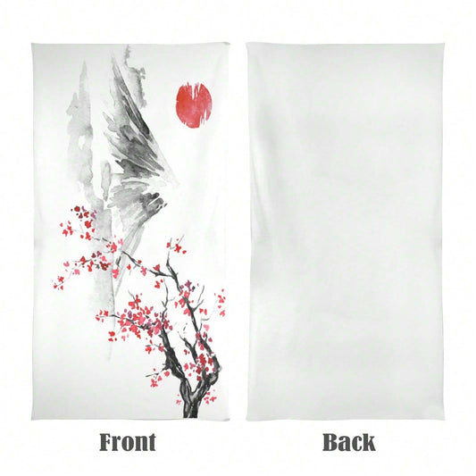 Japanese Sakura Sun And Mountain Beach Towel Microfiber Beach Towels, Oversized Lightweight Quick Dry Sand Proof, Absorbent