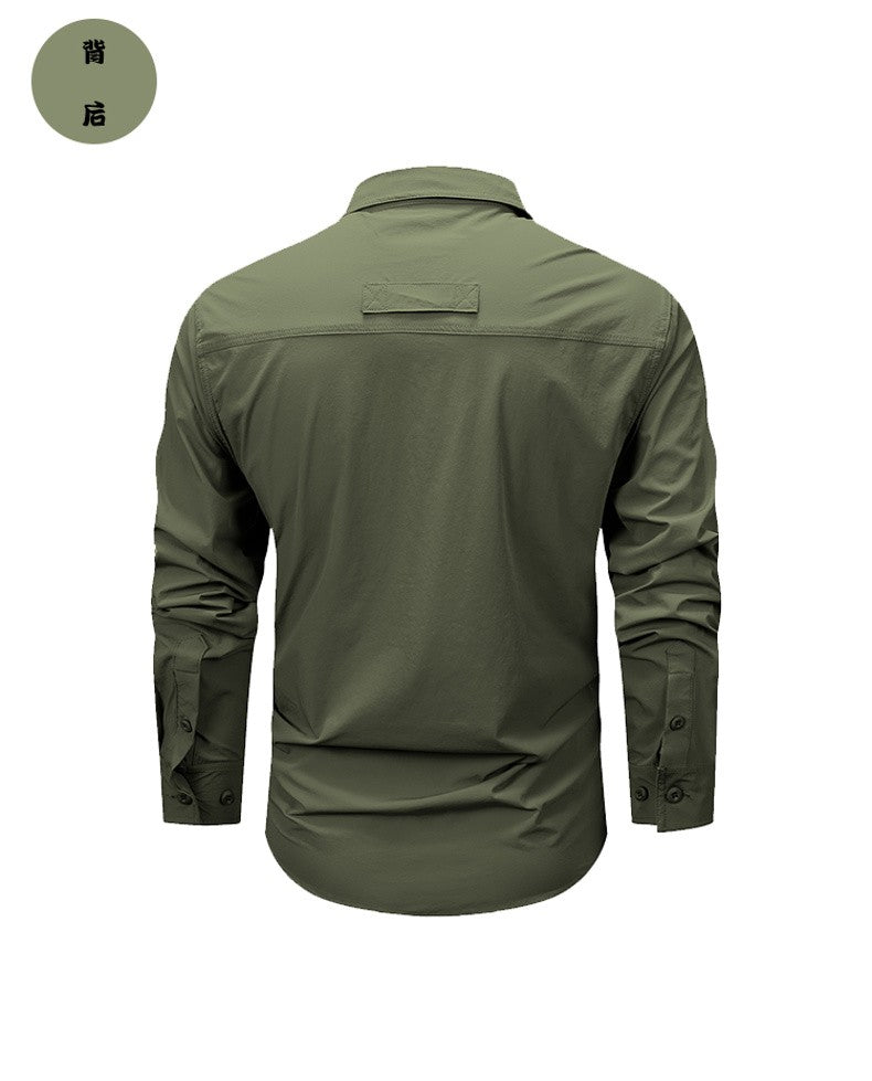 Spring Autumn Men's Shirts Tactical Work Long Sleeve Shirt Tops Outdoor Casual Multi-pocket Camp Hike Cargo Long-sleeved Shirts