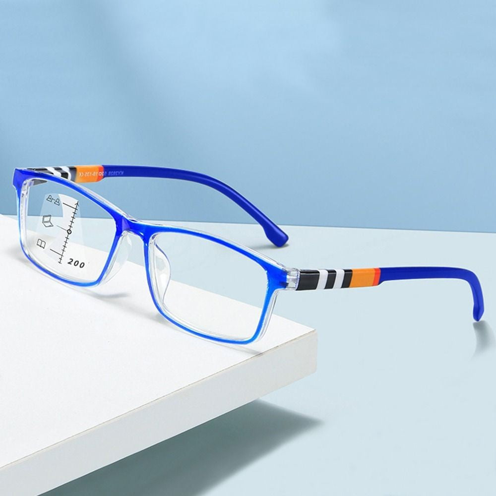 Óculos de Leitura Multifocais Antiluz Azul Progressivos de Perto e Longe, Bloqueadores de Raios Azuis, Óculos Quadrados para Proteção Ocular Ultraleves