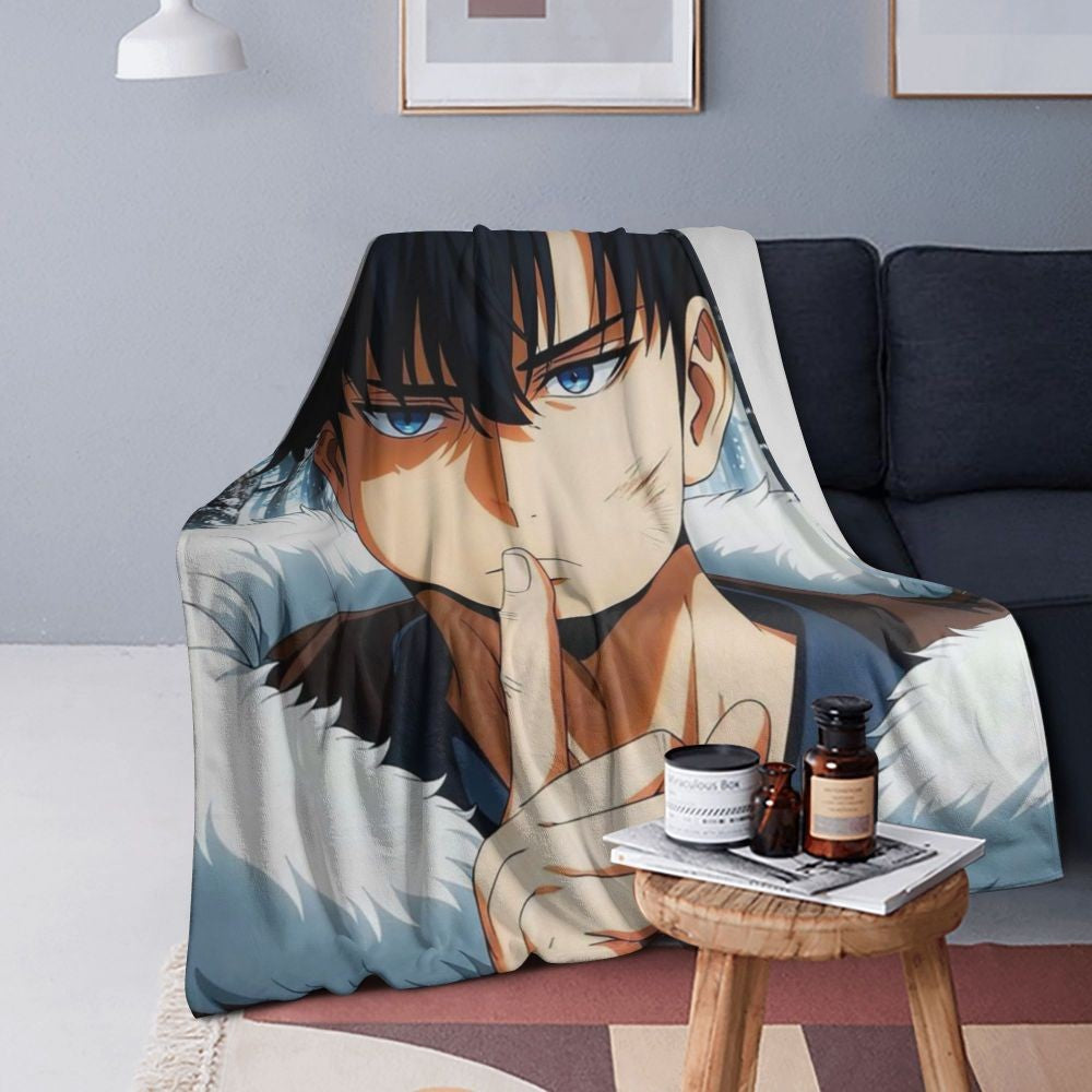 Anime Sung Jinwoo Blankets Flannel Sofa Throw Blanket Breathable for Couch Bedding Outdoor Throws Bedspread Quilt