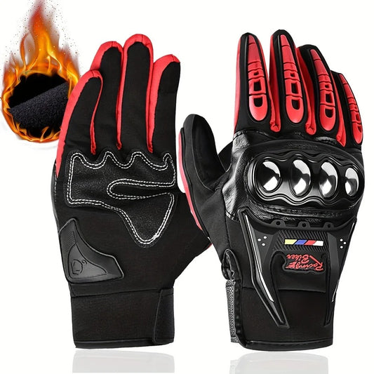 Winter Full Finger Motorcycle Gloves Non-Slip Wear-Resistant Off-Road Motorcycle Racing Gloves Warm Touchscreen Cycling Gloves