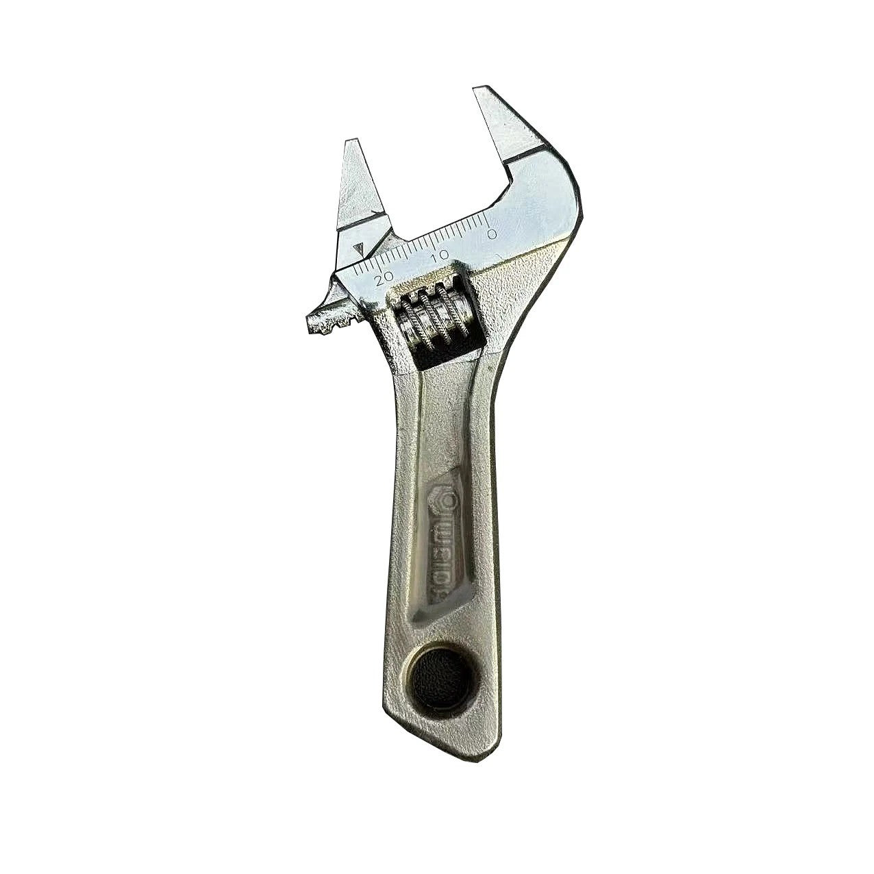 Chave Ajustável Ultrafina com Abertura Larga, Cabo Curto, Mini Chave de Macaco, Escala a Laser, Chave Revestida de Borracha para Ferramenta de Banheiro