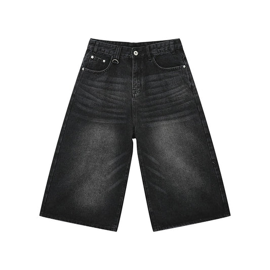 Men's Jeans American Style Vintage Loose Fit Wide Leg Straight Leg Denim Shorts Fashion Design Summer Y2k Gothic Washed Shorts