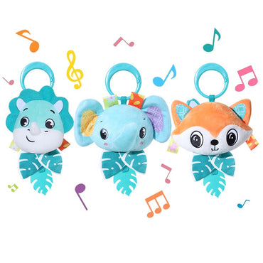 Baby Toy Cartoon Animal Stuffed Hanging Rattle Toys Baby Bed Crib Car Seat Travel Stroller Soft Plush Toys with Wind Chimes Gift