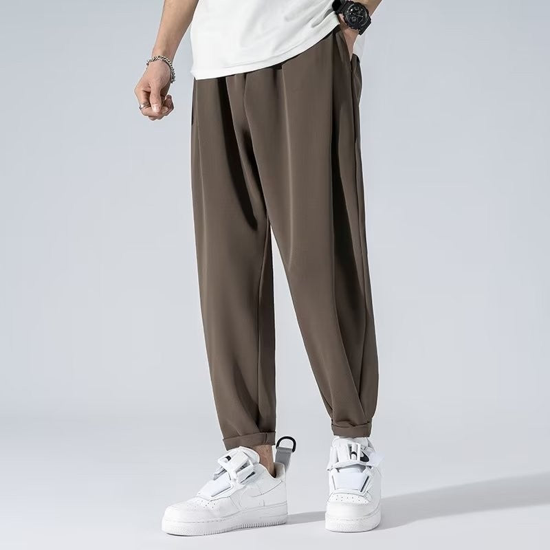 men's drape long pants, Korean version trend slim fit small foot casual pants, men's spring and autumn straight leg suit pants