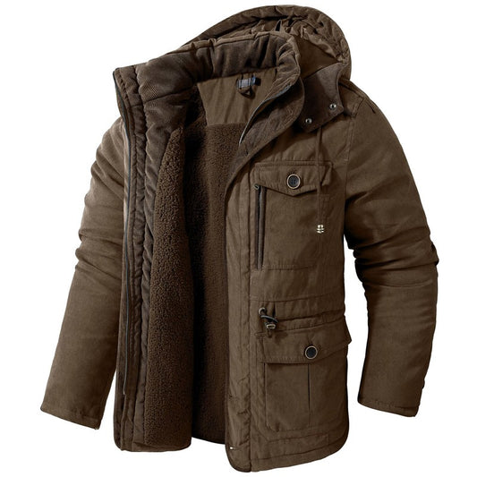 Winter Mens Fleece Warm Jackets Fashion Men Thicken Thermal Tactical Hooded Coats Men Outdoor Multi-pocket Windbreaker Jacket