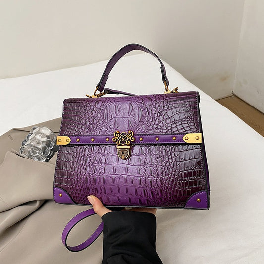 Luxury Purple Handbag Classic Women Bag 2025 New Designer Shoulder Bag High Quality Solid Pu Leather Crossbody Small Square Bag