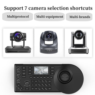 NDI 4D Joystick Keyboard 3-inch Color Screen Network Visca Pelco-D/P Protocol Rocker Console POE Camera Control Keyboard