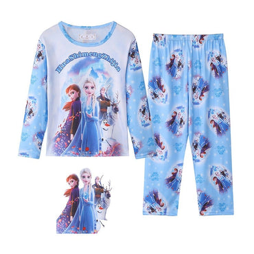 Girls Pajamas Anna Elsa Clothing Sets Kids Long Sleeve +Pant 2Piece Children Home Clothing Girl Nightgown
