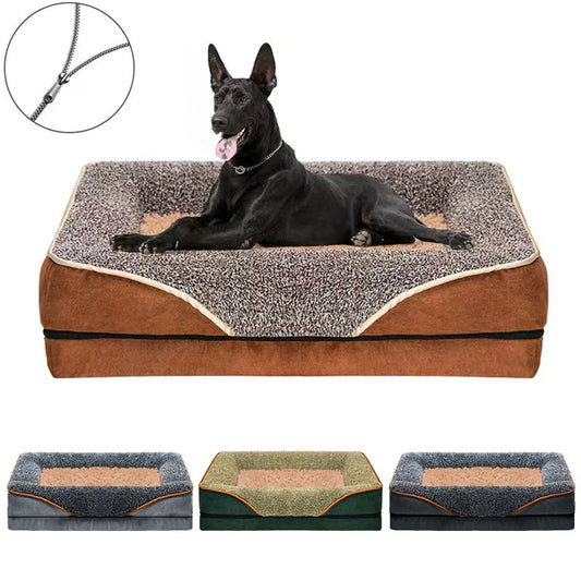 Uma cama de cachorro gigante removível lavável para todas as estações, sofá cama para pet, sofá cama para gato confortável e macio com bordas elevadas,