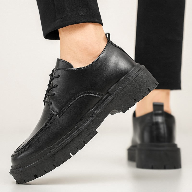 Thick Sole Formal Black Men Leather Shoes Luxury Brand Designer Platform Casual Shoes Wedding Dress Oxfords Shoes Men Work Shoes