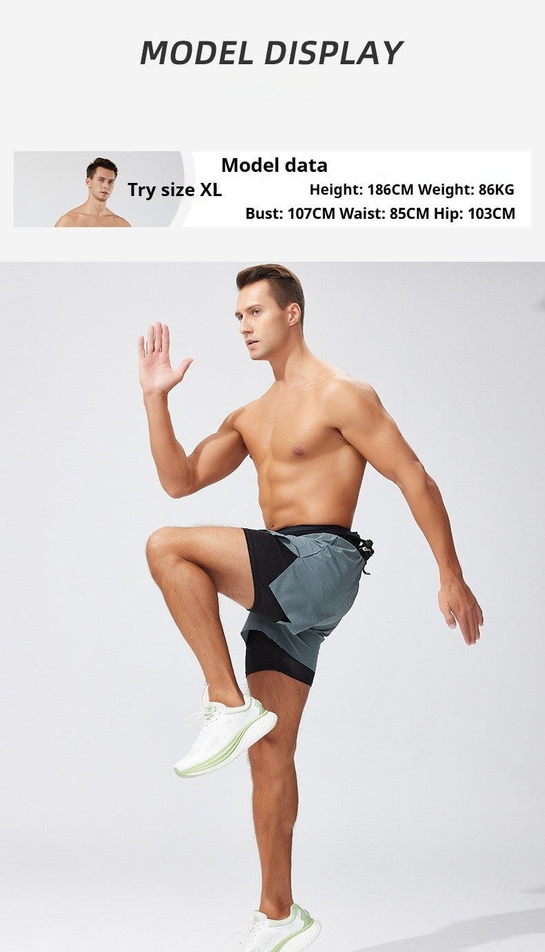 Men's Trail Running Shorts Quick Dry Double Layer with Liner & Waist Pocket Marathon Hiking Outdoor Training Athletic Breathable