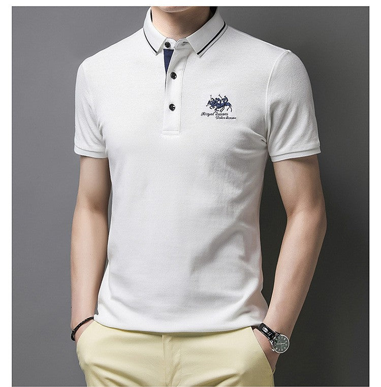 New Summer Embroidered Pure Cotton Men's Luxury Polo Shirt Top Casual Short Sleeved Fashionable Wrinkle Resistant Men's T-shirt
