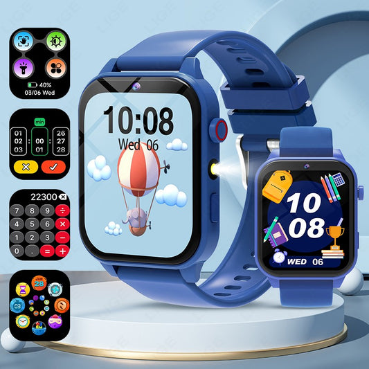 2025 New Children Smart Watch Alarm Clock LED Flashlight Waterproof Kid Watches HD Camera Take Photo Puzzle Game Smartwatch Girl