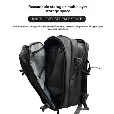 Vacuum sealed travel backpack, expandable air compression system waterproof TSA lock, travel backpack