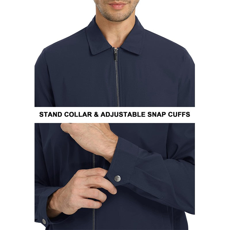 MAGCOMSEN Men's Zip-Front Golf Jacket Spring Summer Casual Jacket Solid Color Turn-down Collar Outerwear Hiking Fishing Travel