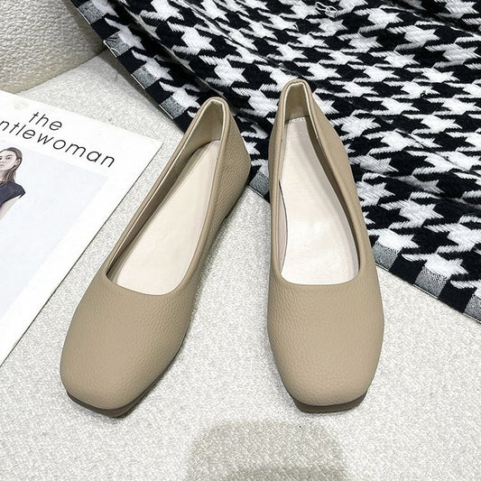 2025 Fall New Premium Leather Loafers Women - Square Toe Slip-On Flats Lightweight Comfortable Work Shoes Breathable Minimalist