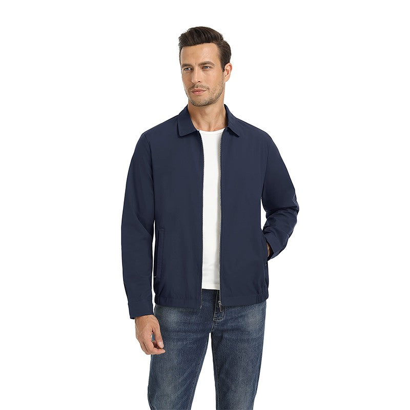 MAGCOMSEN Men's Zip-Front Golf Jacket Spring Summer Casual Jacket Solid Color Turn-down Collar Outerwear Hiking Fishing Travel
