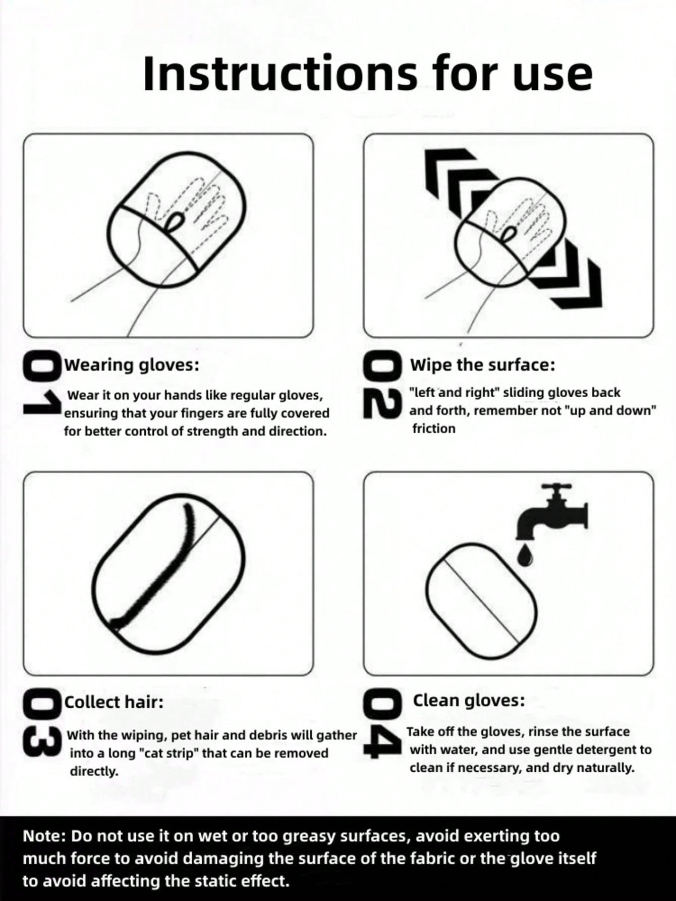 2 Piece Pet Hair Remover Gloves Against Static Charging, Both Side Foot Roll, Cat Hair Brush, Suitable For Carpet, Bed Linen, Cl