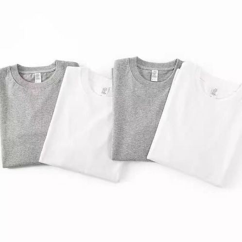 Cotton Solid Color Long-sleeved T-shirt Spring Autumn O-neck Bottoming Tops Men Women Purple Heavy Casual T-shirts for Couples