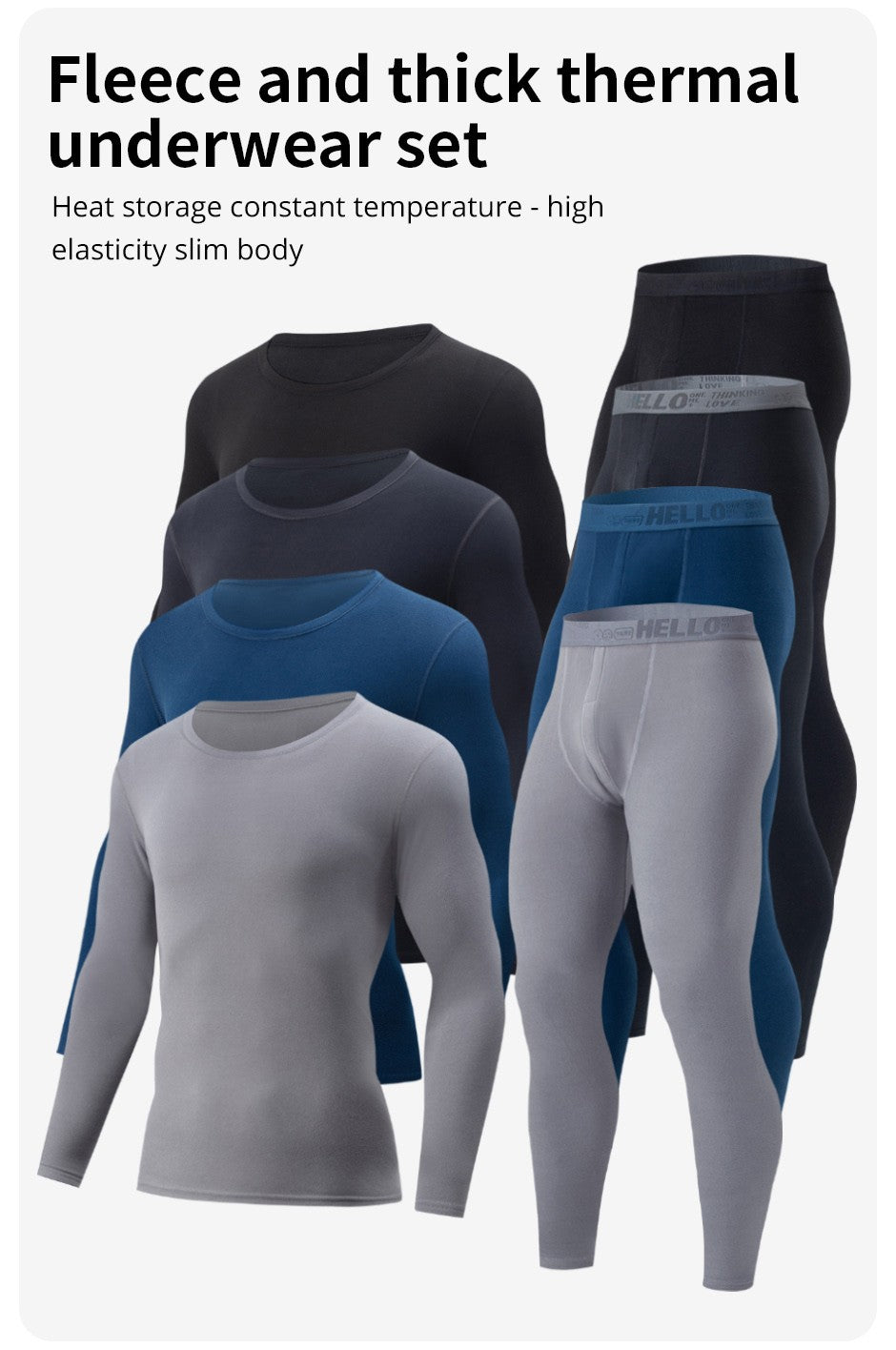 4-Piece /2-Piece Men's Long-sleeved Trousers In Autumn And Winter Thermal Underwear Casual Joker Sports Fitness Solid Color Suit