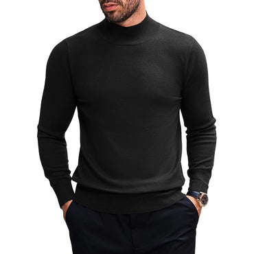 Animal Game Men's Turtleneck Pullover Winter Knit Sweaters Business Jumper Stretch Stand Collar Work Jumper Woolen Cold Blouse