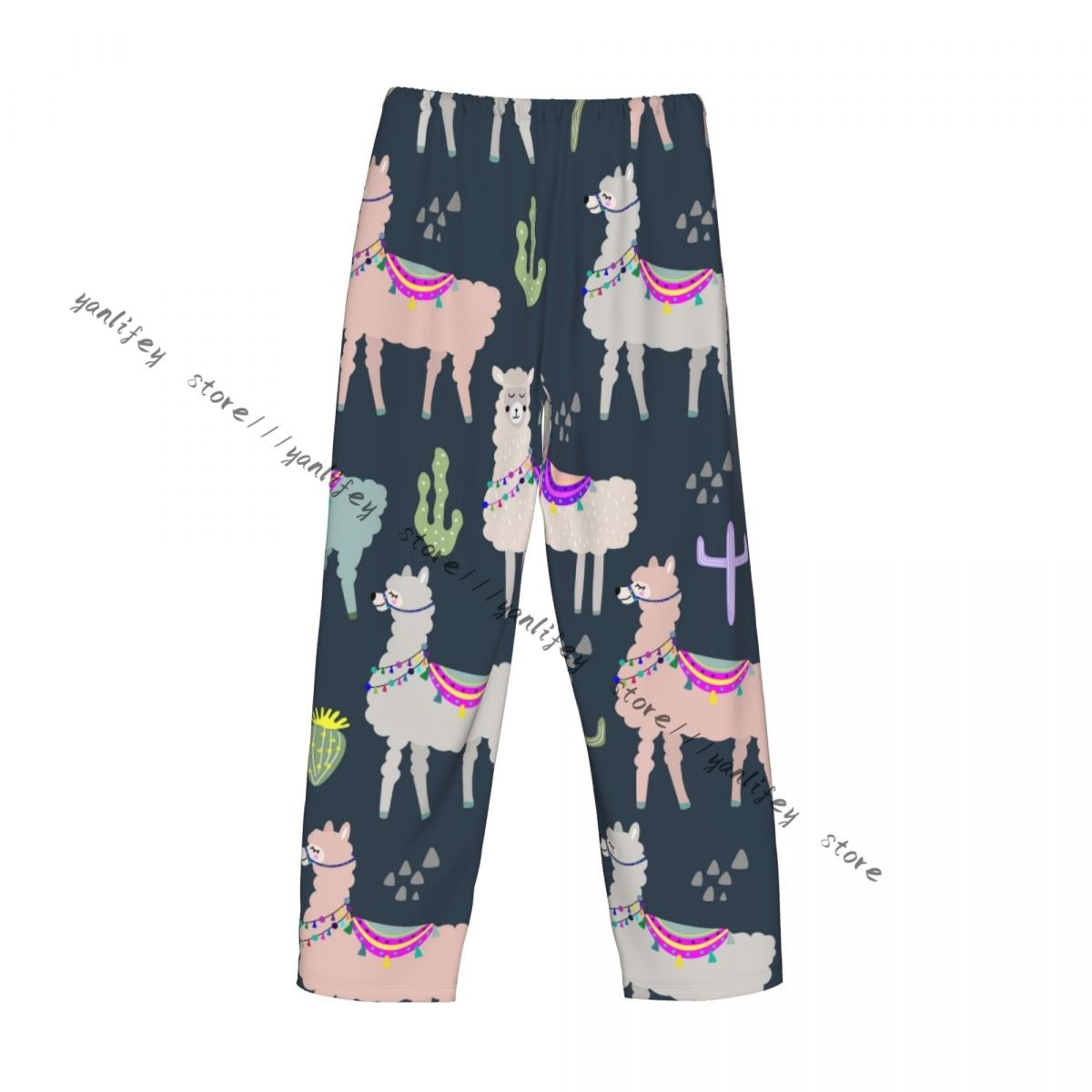 Men Sleep Bottoms Male Lounge Trousers Men's Llama And Cactus Pajama Pants