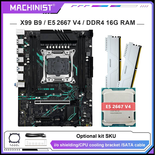 MACHINIST X99 B9 Motherboard Optional LGA 2011-3 Xeon E5 2667 V4 Processor CPU combo And 16GB DDR4 RAM kit USB3.0