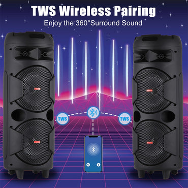 6000W Portable Bluetooth Speaker Sub woofer Heavy Bass Sound System Party Dj Karaoke RGB Light Rechargeable Speaker