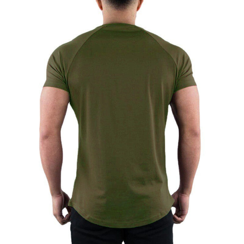 Plain Gym T-shirt Men Summer Fitness Clothing O-Neck Short Sleeve T shirt Cotton Slim Fit Tshirt Bodybuilding Workout Tees Tops