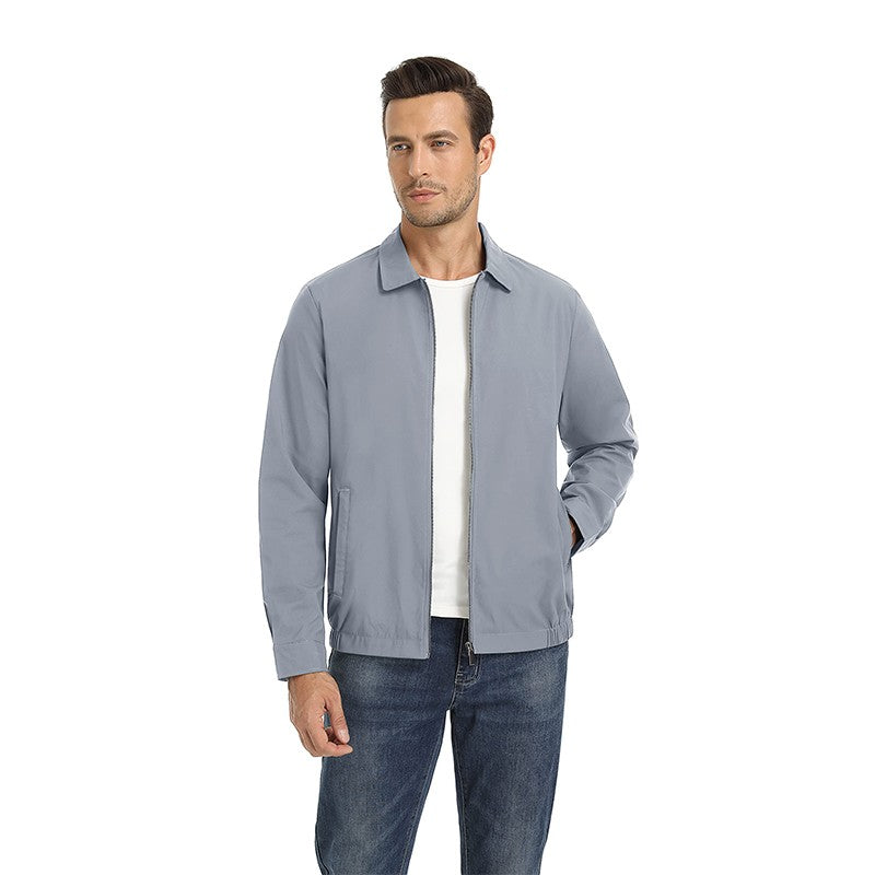 MAGCOMSEN Men's Zip-Front Golf Jacket Spring Summer Casual Jacket Solid Color Turn-down Collar Outerwear Hiking Fishing Travel