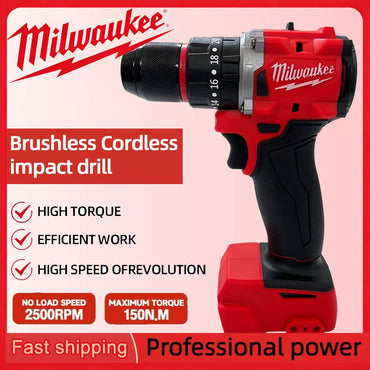 Milwaukee Small Electric Drill 150N.m brushless Cordless Impact Drill of Decoration Team UsesTorque For 18V Battery Power Tool
