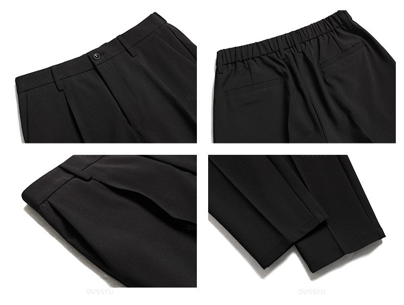 Brand Clothing Smooth Suit Pants Men Business Thin Formal Ankle Length Work Pant Korean Casual Long Trousers Male Oversized 40