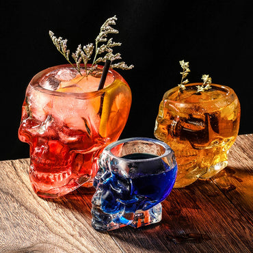 Caneca de Cerveja Rosto de Caveira 80/150/350 ML, Copos de Caveira, Copo para Coquetel, Copo de Vidro para Beber, Artigos de Vidro Engraçados para Entretenimento, Decoração de Halloween