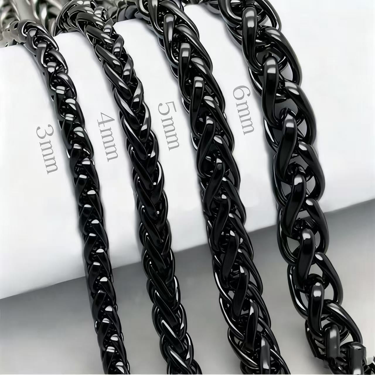 COLAR HNSP DE AÇO INOXIDÁVEL PRATA TORCIDO TIPO CORDÃO PARA HOMENS Mulheres HIP HOP PUNK Acessórios de Joias 3/4/5/6/8MM de Espessura