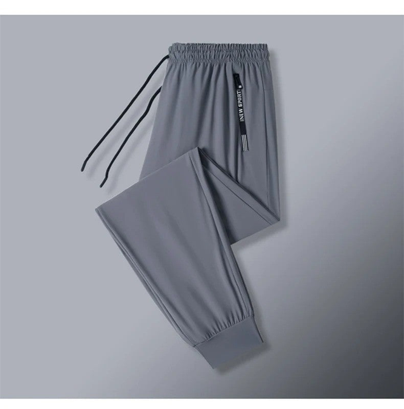 Ice Silk New Pants for Men's Summer Thin Style Sports Quick Dried Straight Leg Draping Wide Leg Pants Casual Long Pants for Men