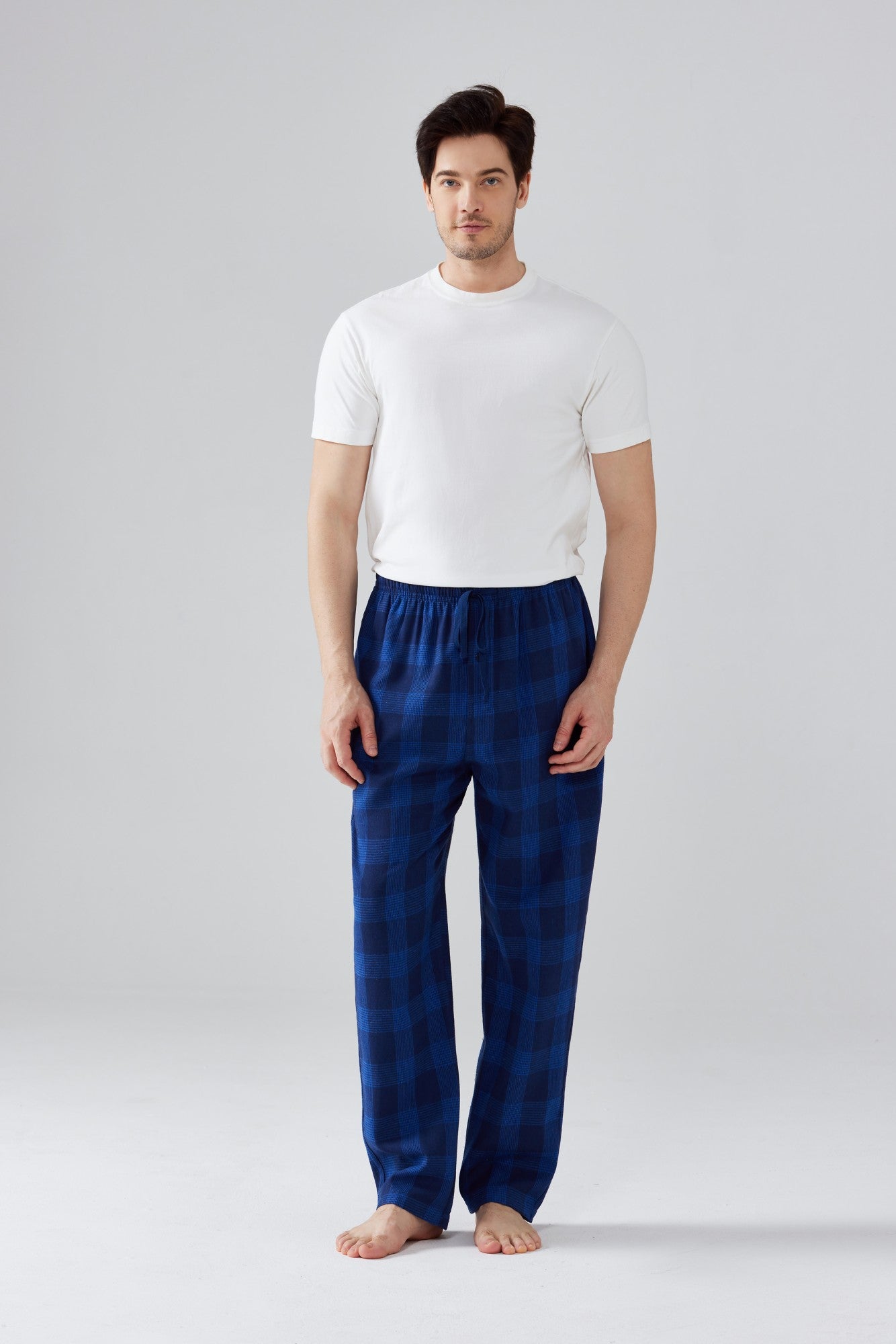 3pcs Mens Pajamas Pants with Pockets Flannel Soft Warm Plaid Pajamas Bottoms Autumn and Winter Daily Loungewear Sleepwear