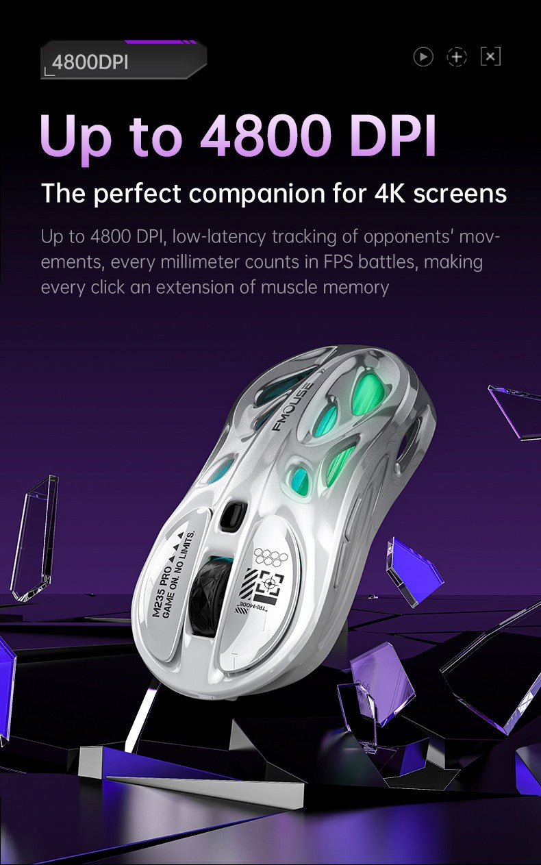 M235 Pro Lightweight Wireless Laptop Mouse BT/2.4G/Wired RGB 1000Hz Polling Rate Programmable Designed for Comfortable Office