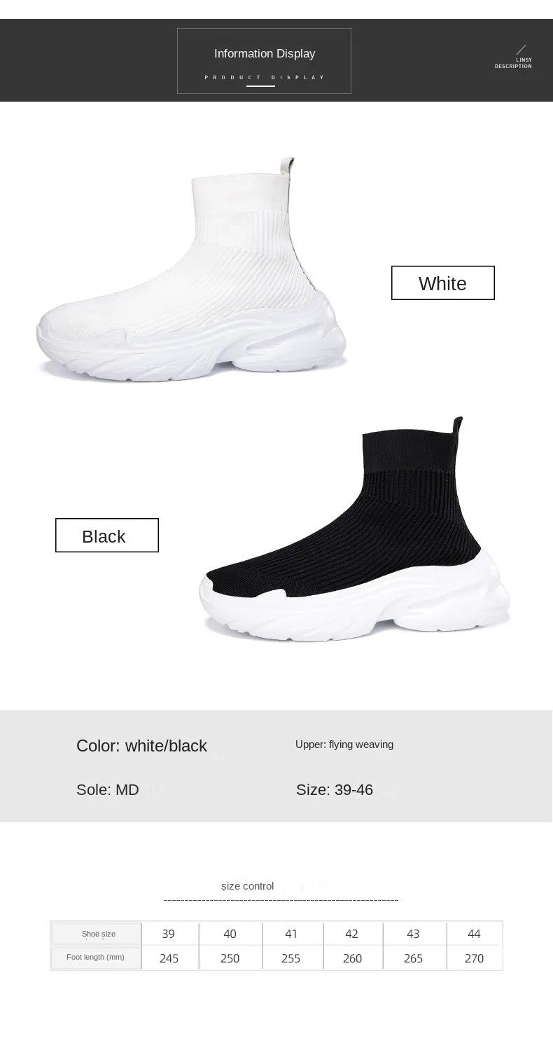 Sneakers for Men Fashion High Top Sock Shoes Autumn New Breathable Casual Shoes