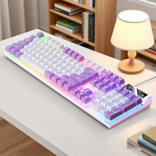 YINDIAO K500 Teclado com Fio para Jogos Notebook Desktops PC Acessórios de Escritório Teclados Gamer de Perfil Baixo com Teclado Numérico