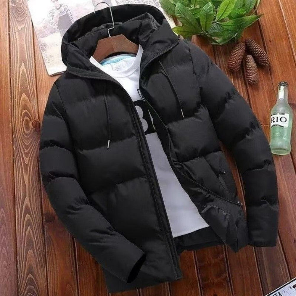 Men's Hooded Down Jacket, Short Thickened Warm Coat, Casual Versatile Winter Bread Coat