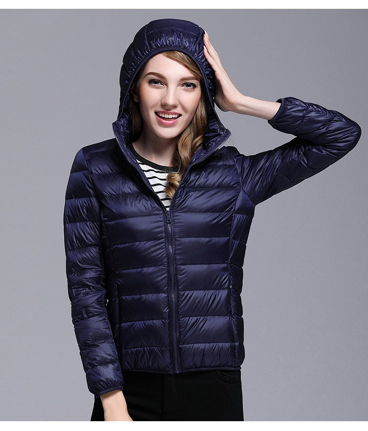 White Duck Down Winter Hoody Jackets Ultra-light Women Down Coats Puffer Long Sleeve Warm Slim Portable Thin Female Outwears 7XL