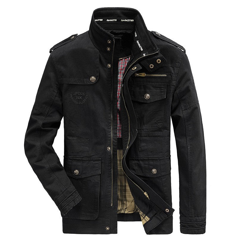 Autumn Men's Military Jacket Casual Man Stand Collar Cotton Business Coats Men Multi-pocket Windbreaker Jackets Clothing 7XL