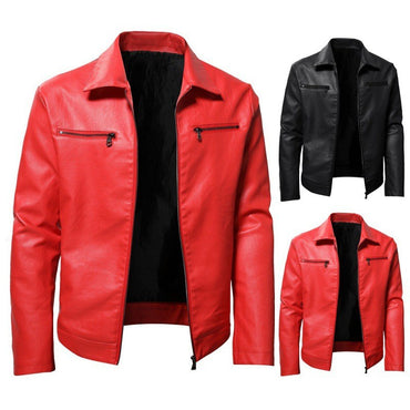 New Men Quality Casual Pu Leather Coat Red Black Slim Rider Style Leather Jacket Popular Young Leather Jackets