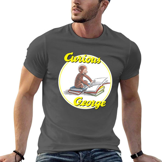 Curious George Reading Poster. T-Shirt t shirt man casual g man t shirts for men t shirt man plain T-Shirt