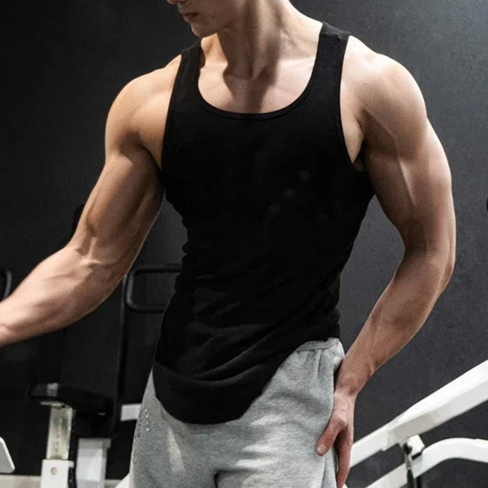 Men's Sport Slim Vest Summer Breathable Sleeveless Round Neck Gym Exercise Running Tank Top Male Sport Fitness Tees Undershirt