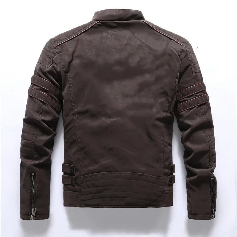 Casual Motorcycle Winter Men Winter Brand Leather Jacket Inner Fleece PU Coat Faux Leather Jackets Mens Clothing Streetwear