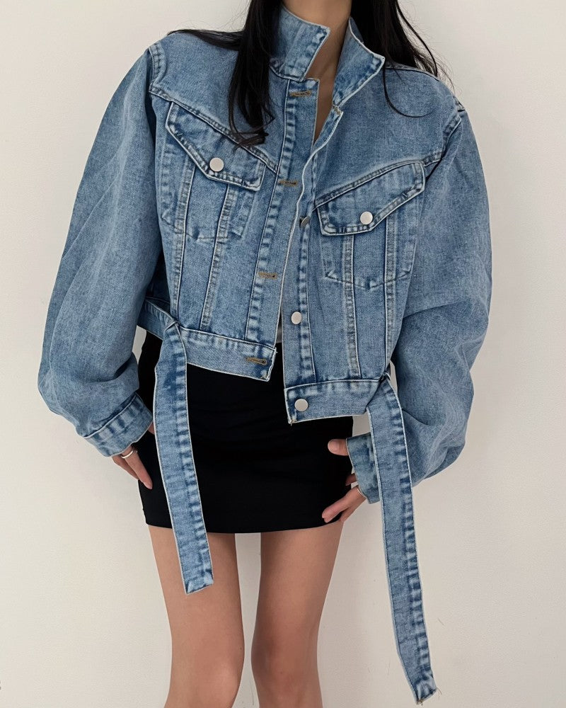2 colors Women's casual Jean Coats 2025 Spring Women Denim Jacket Long Sleeve cropped Female Girls streetwear(N2418)